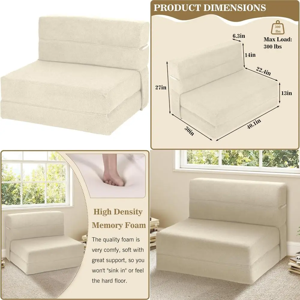 Sofá cama futón de espuma viscoelástica, colchón de suelo convertible con respaldo, cómoda silla para salas de estar