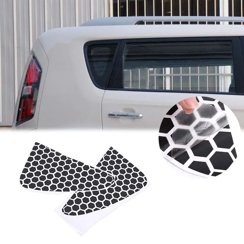 

For Kia Soul 2009-2022 PVC Honeycomb Style Car Rear Window Triangle Glass Trim Sticker Vinyl Sticker Car Accessories