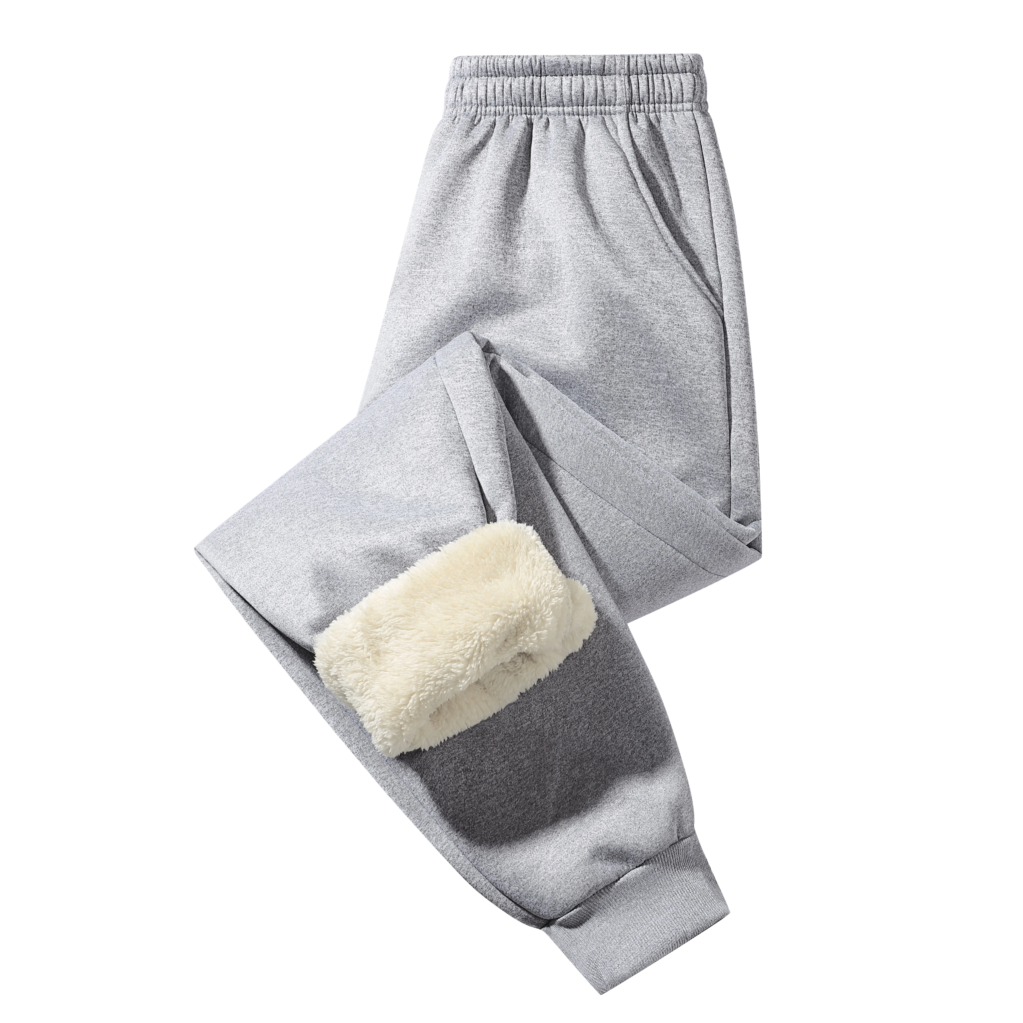 Herrenhosen für Herbst und Winter, mit Fleece gefüttert, als Oberbekleidung geeignet, Freizeit- und Sport-Sweatpants aus warmer Lammwolle. – Detail 6