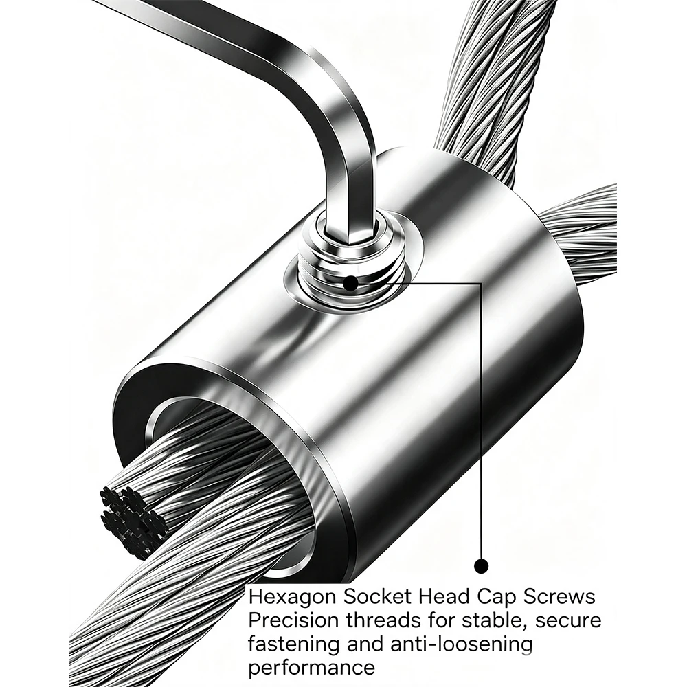 Hexagonal Lock Butterfly Manual Twist Lock Buckle 304 Stainless Steel Wire Rope Fixed Firmly Wire Rope Ioint Sleeve Lock