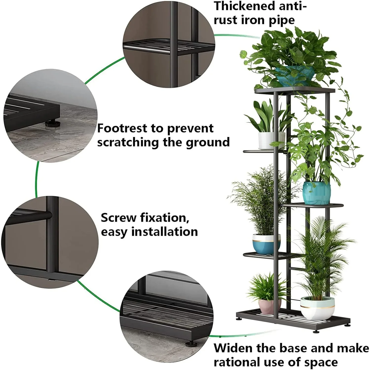 LINZINAR-Soporte de Metal para plantas, 5 niveles, 6 macetas, múltiples macetas, estante de exhibición, interior y exterior