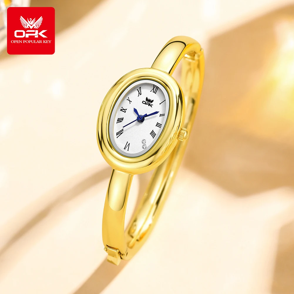 

OPK 6074 Lady Original Quartz Movement Watch Fashionably Oval Dial Adjustable Strap Alloy Bracelet Elegance 30m Waterproof Watch