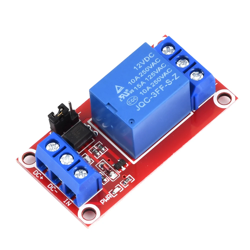 Módulo de Relé com Suporte Optoacoplador, Alto e Baixo Nível Gatilho, Módulo de Alimentação para Arduino, 1 Canal, 5V, 9V, 12V, 24V