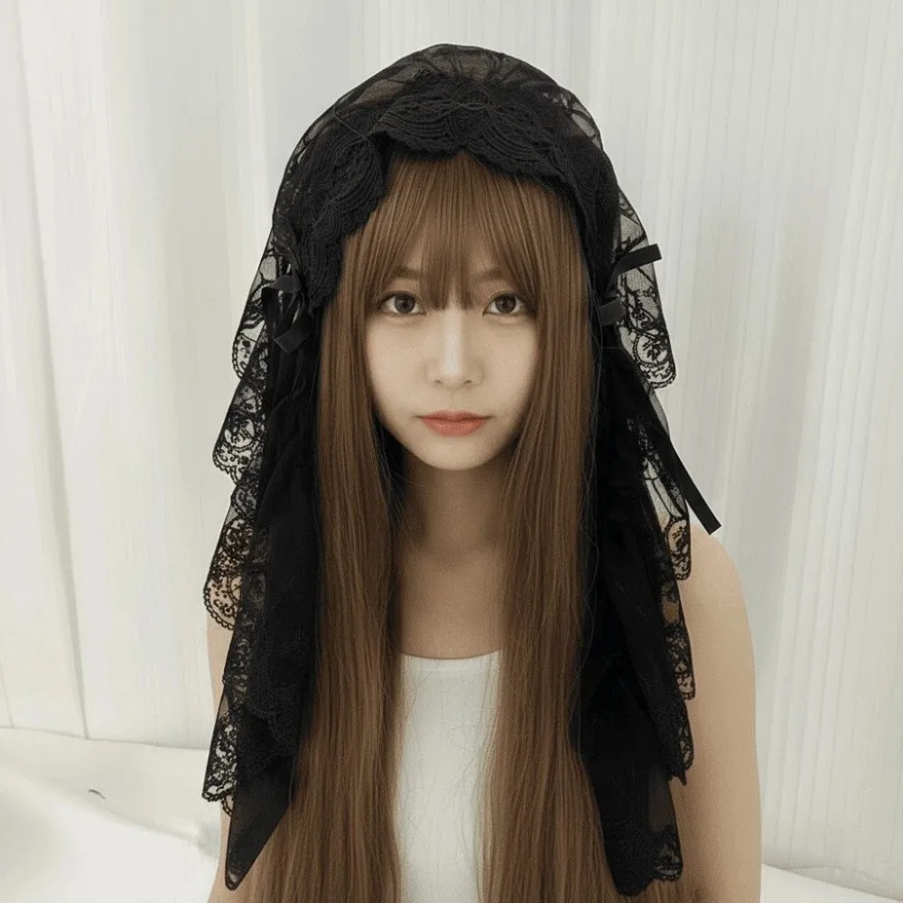 Subculture Y2K Lolita Headwear Black / White Japanese Style Lace Bow Hair Band Handmade Gothic Style Lolita Girls Headband Women