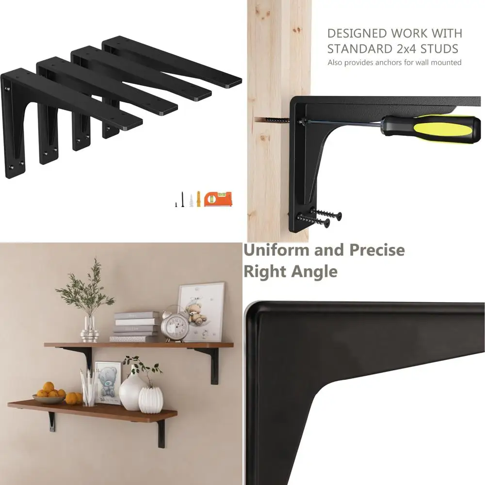 

Heavy Duty 16 Inch Metal Shelf Brackets for Mantel Support, Countertop, Garage Storage, Premium Wall Mounting Solutions