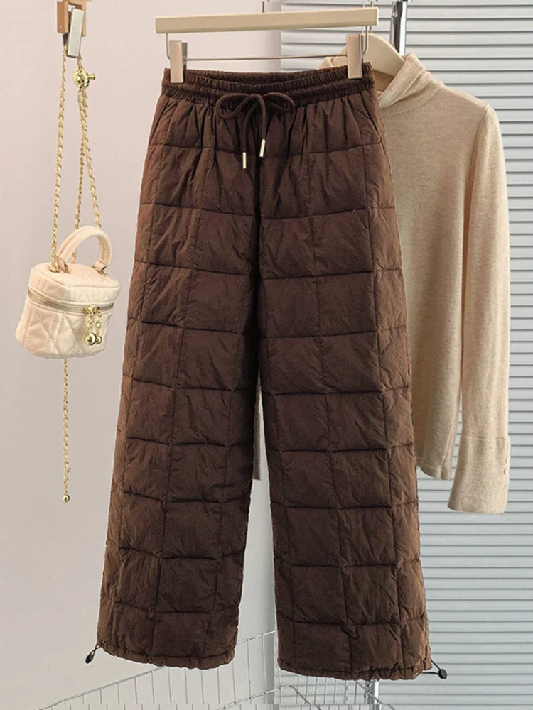 Gerade Kordelzug Unten Baumwolle Hosen Lose frauen Casual Warme Pantalones Dicke Spitze Up Mode Baggy Hohe Taille Hose