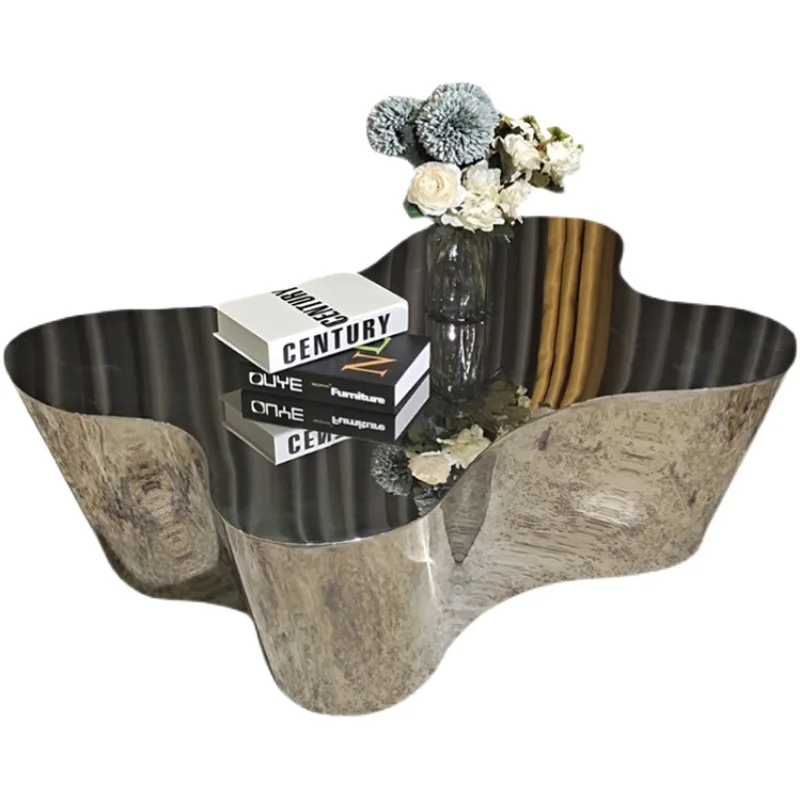 

Creative special-shaped stainless steel mirror coffee table living room coffee table irregular combination simple reception