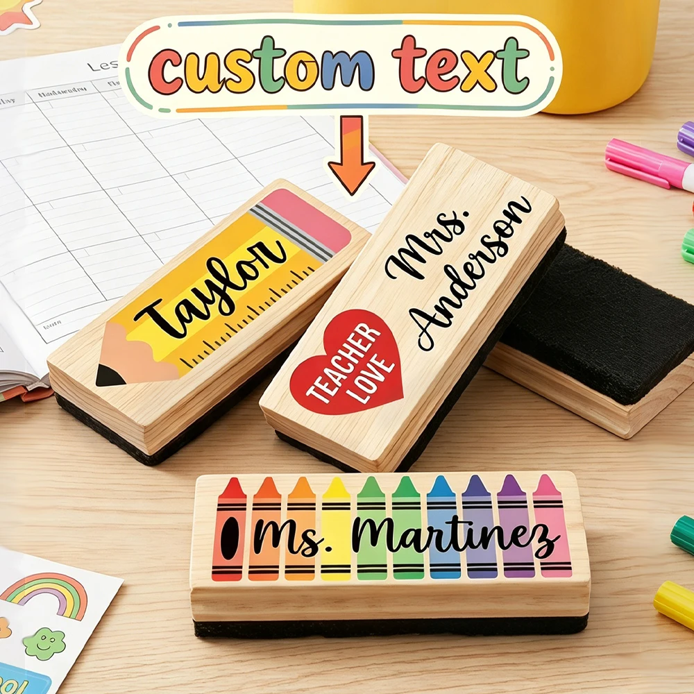 Personalized Custom Text Chalkboard Eraser,Cartoon Pattern,Back To School Gift,Classroom Stationery,Thank You Teacher Keepsake