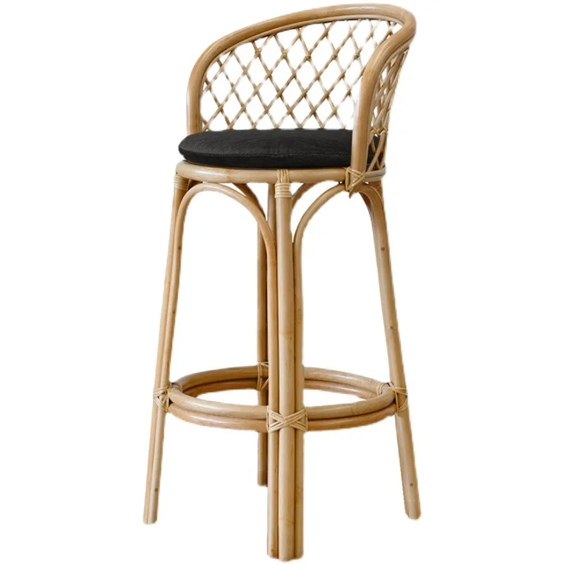 

%Nordic Rattan Commercial High-bar Chair Vintage Design Creative Backrest for Cafe & Restaurant