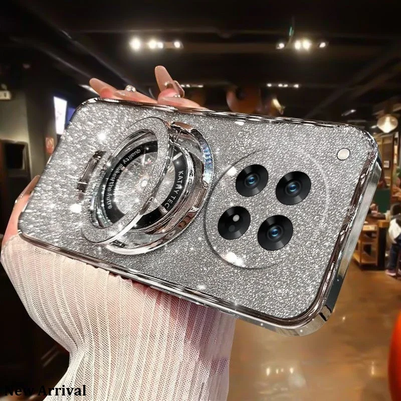 

For Redmi 14C 14 redmi 14c 4g Case Electroplate Bracket Sequins Silicone Cover For Xiaomi Poco C75 4G c75 poco 75 Back Casing