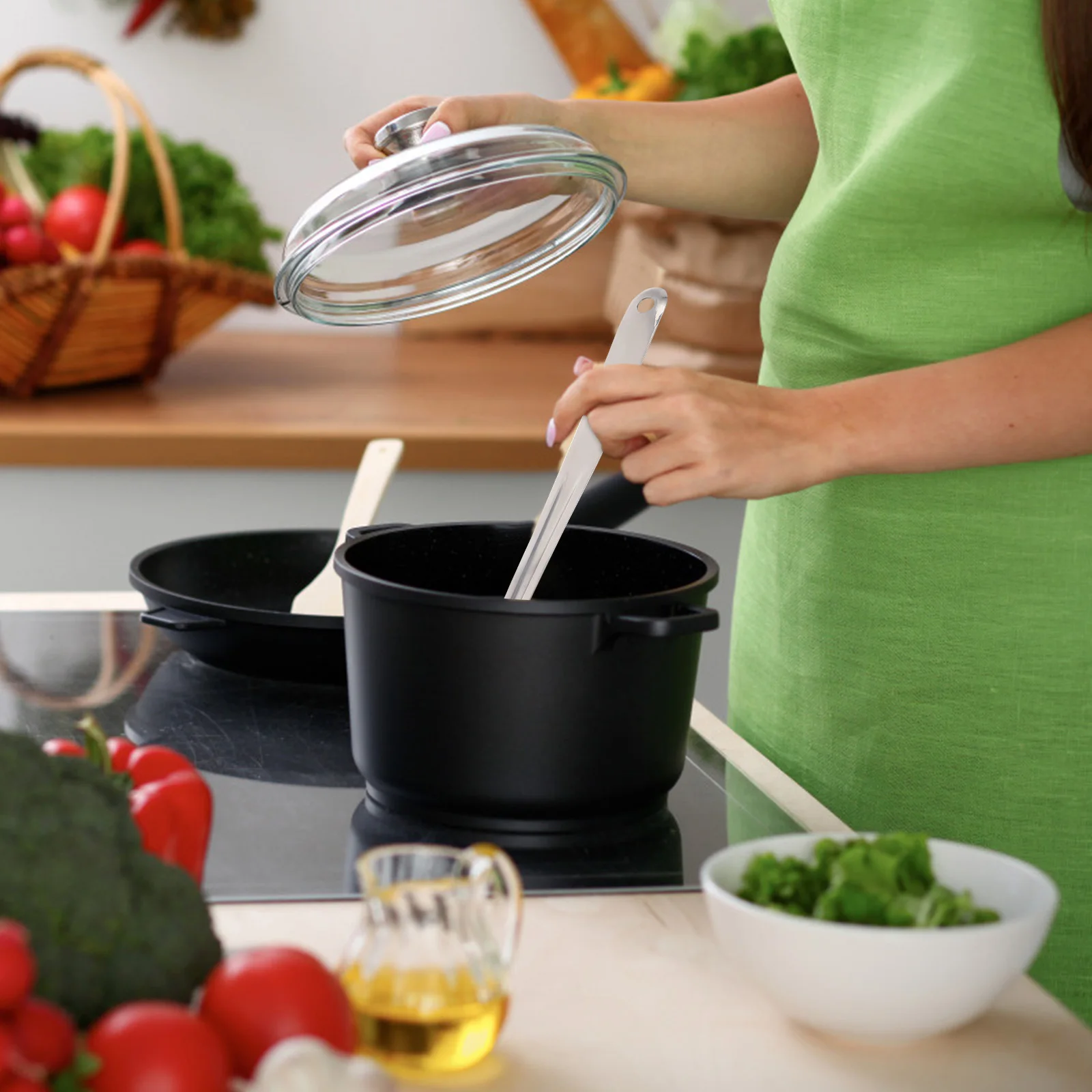 

2pcs Stainless Steel Oil Filter Scoop With Storage Hole, Ergonomic Handle, Oil Soup Separation Design Kitchen Colander Spoon For