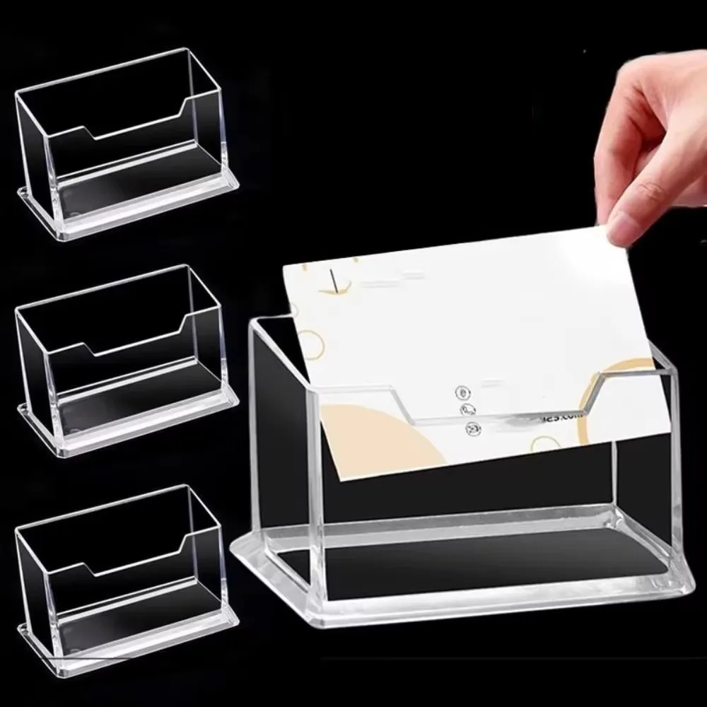 1-6Pcs Transparent Business Card Holder Acrylic Display Stand Box Desk Storage Shelf Plastic Desktop Card Holder Office Supplies