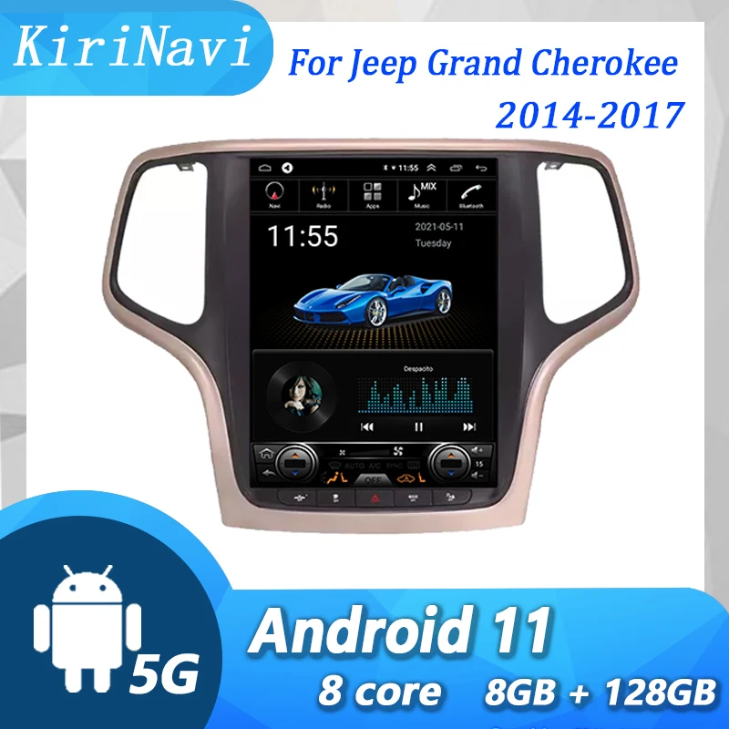 

Вертикальный экран KiriNavi для Jeep Grand Cherokee 2014-2017, Android 13, автомобильный DVD-плеер 4G, автомобильное радио, GPS-навигация, стерео видео