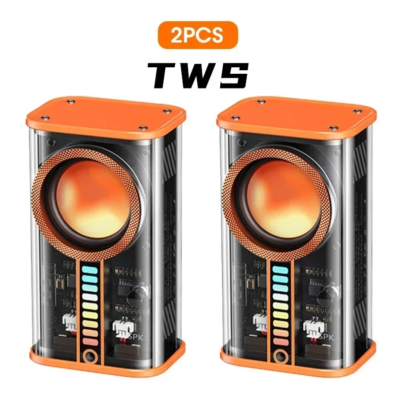 Transparent Cyberpunk Wireless Light Bluetooth Speaker Sound Rhythm Subwoofer TWS Stereo Music Center Hands-free Call