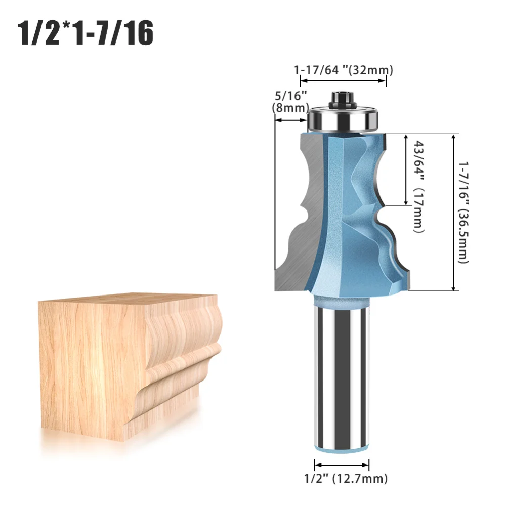 Molding Router Bit 1/2" 12mm Shank with Bearing Woodworking Milling Cutter Furniture Door Frame Decorative Edge Profiling Tool view 5