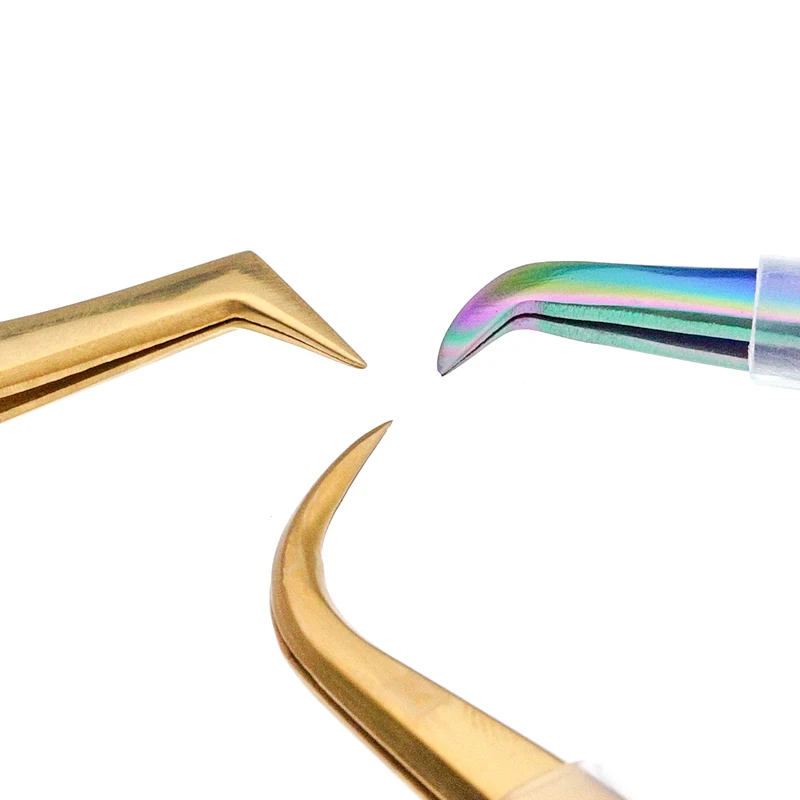 Precyzyjne pęsety do rzęs Funmix serii CTS/MTS/GTS z włókna, do przedłużania rzęs metodą graftingu, antypoślizgowe, ze stali nierdzewnej, do makijażu.