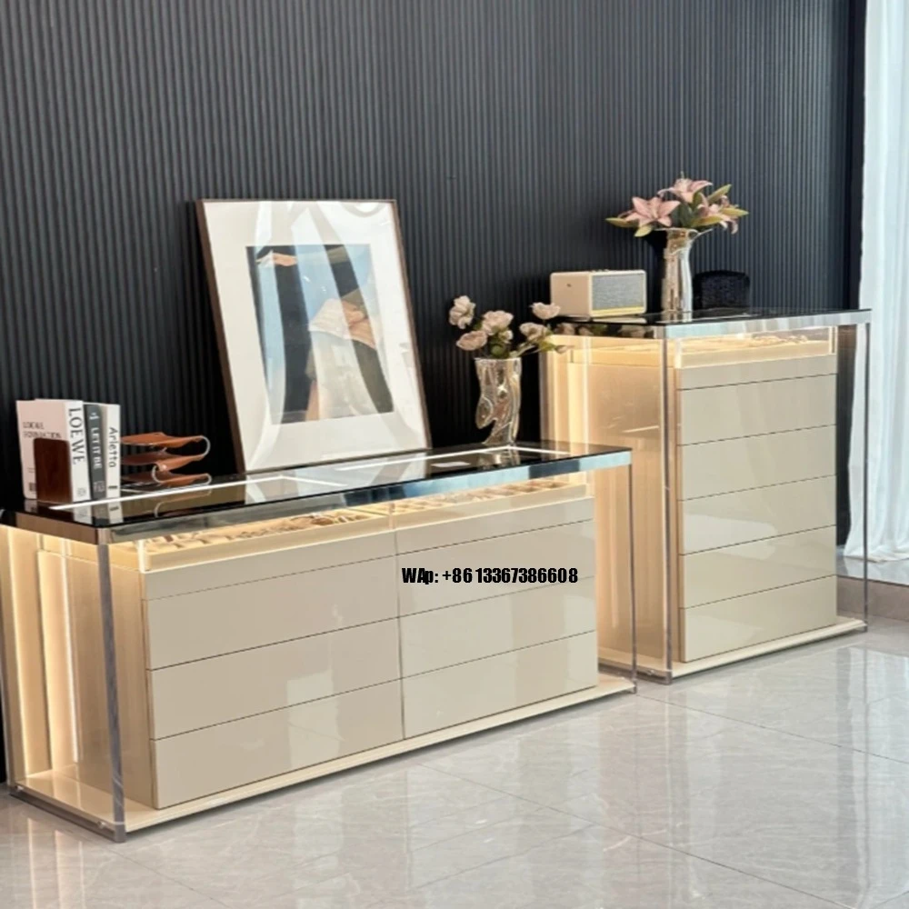 Jewelry Display Cabinet with Hidden Storage Compartments for Storing Extra Jewelry and Accessories Jewelry Desk