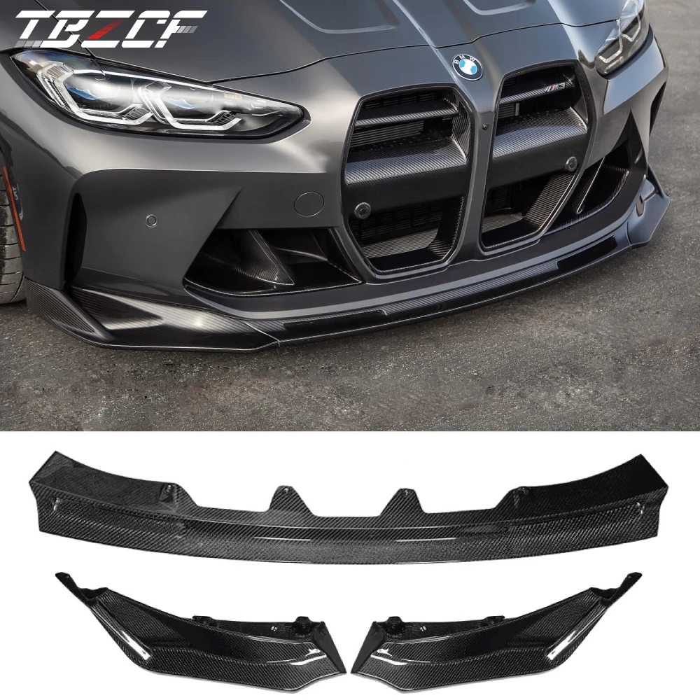 

2021-2023 M3 M4 G80 G82 G83 V Style Front Bumper Lip Spoiler For BMW High Quality Real Carbon Fiber Body Kit Accessories