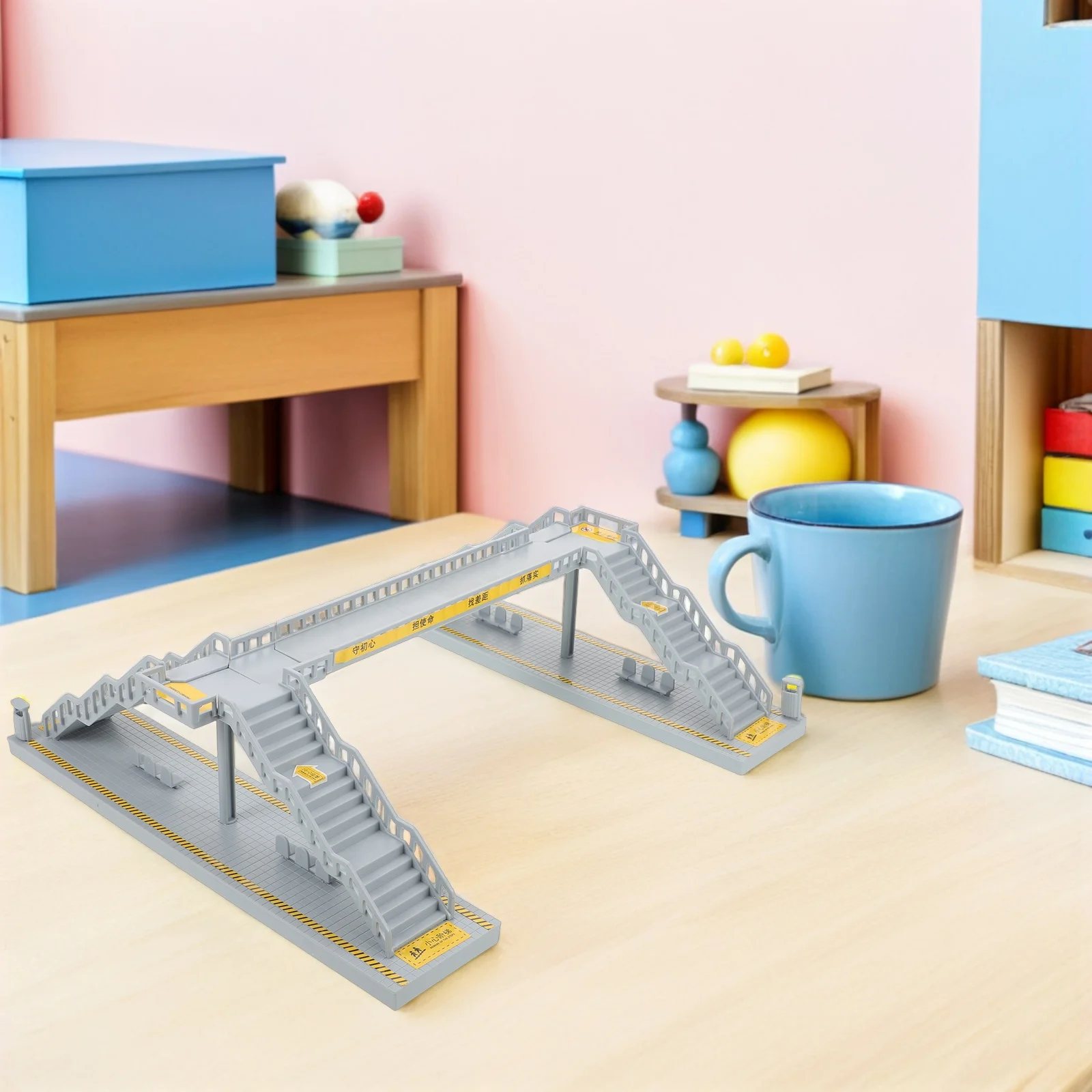 

Self Assemble Pedestrian Footbridge Kit Plastic Mini Footbridge for Railway Layout Sand Table City Traffic Ornament