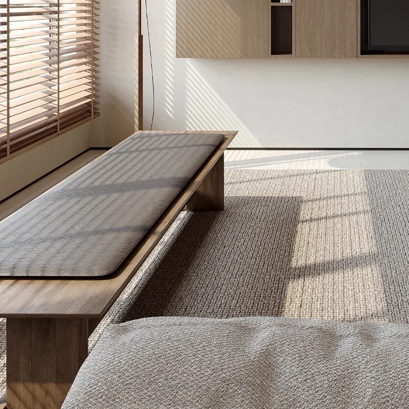 Minimalist solid wood sofa Nordic light luxury work negotiation sofa table desk rectangular square stool chair
