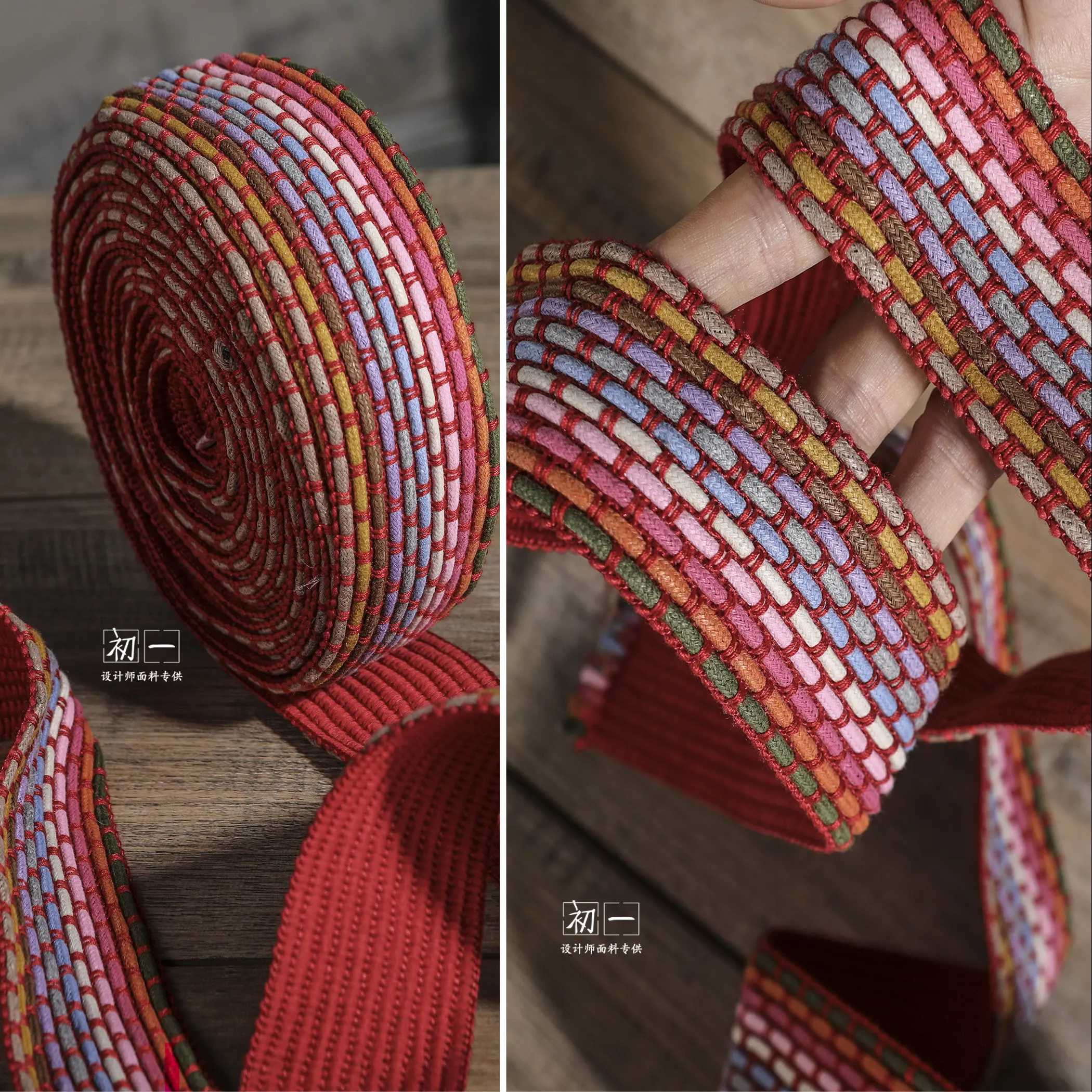 Red Chinese Style Roll Rope Wide Ribbon Encrypted Nylon Pp Strap Backpack Ratchet Tie down Handmade DIY Designer Accessories