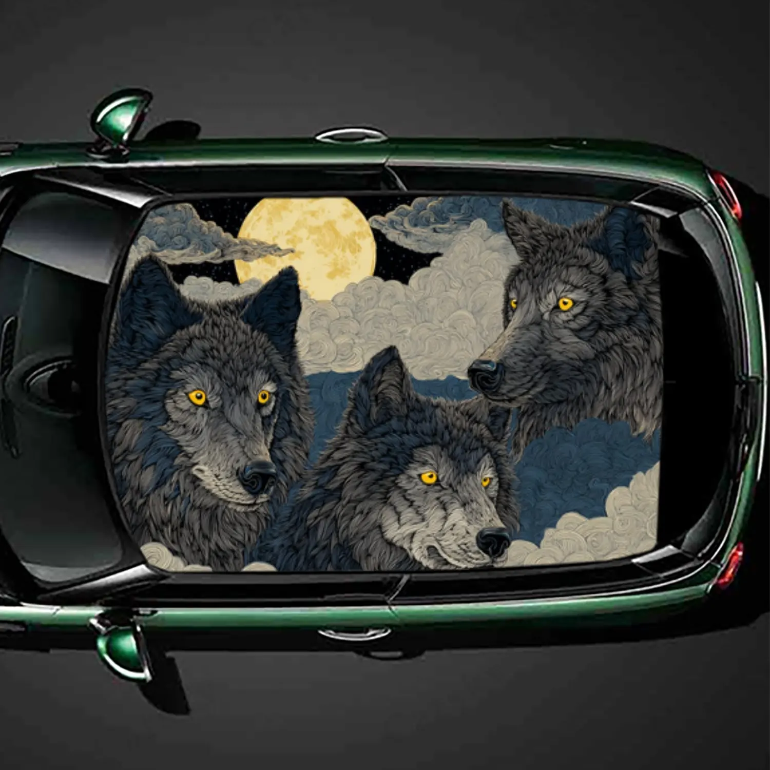 

Темный стиль Wolf Pack, виниловая наклейка на крышу автомобиля, авто наклейка, художественное украшение автомобиля, самоклеящаяся водонепроницаемая внешняя наклейка автомобиля