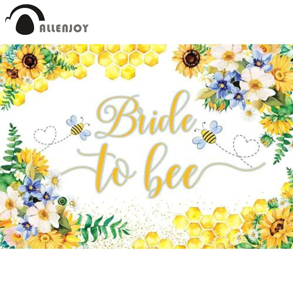 

Allenjoy Bride to Bee Bridal Shower Backdrop Honey Sunflower Wedding Party Decor Floral Banner Photography Props Background