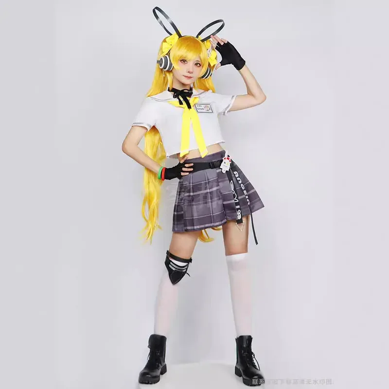 Game Honor of Kings Angela Cosplay Costume JK Dress Uniform Wig Full Set with Earphones Suit for Women Halloween Party disfraz