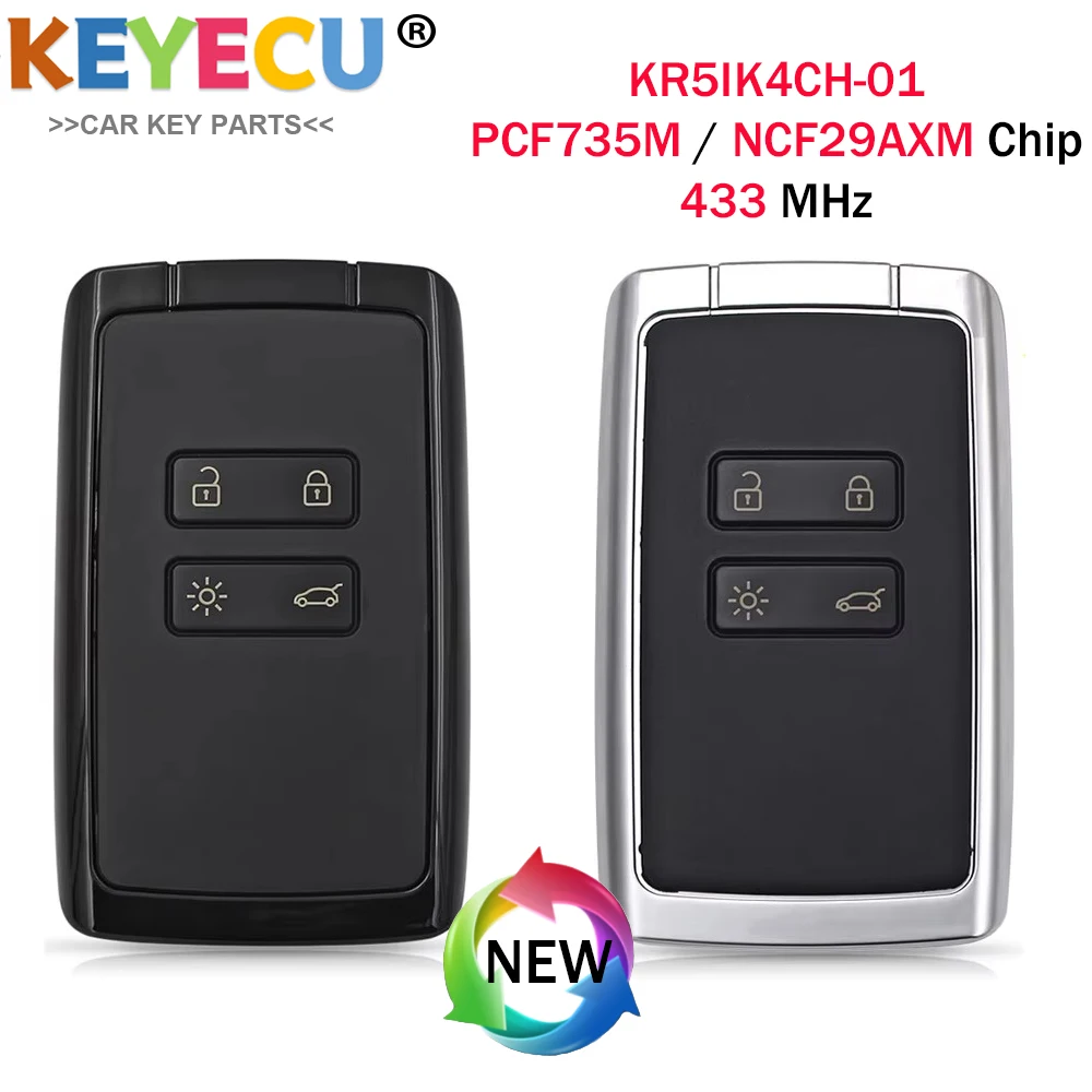 KR5IK4CH-01 4A PCF7953M NCF29AxM 433MHz Car Smart Key For Renault Kadjar Clio5 Zoe2 Koleos Captur Scenic Megane Talisman