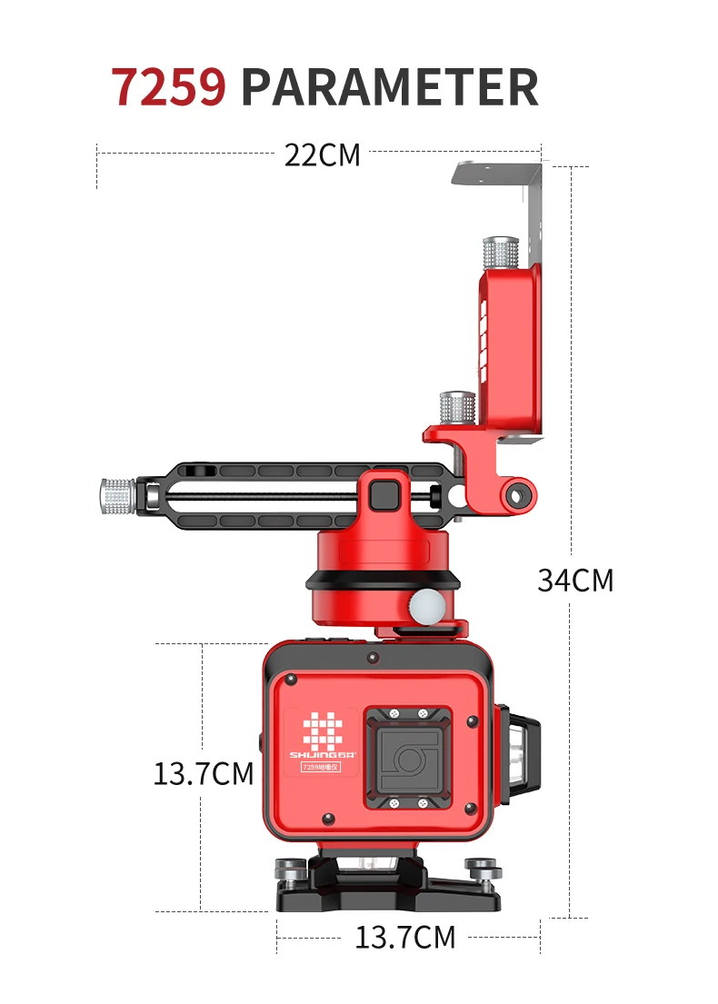 Imagem -03 - Shijing 7259 12 Linhas Verde Feixe de Parede à Terra Tiling Laser 360 Graus ao ar Livre Ferramentas Laser Nível
