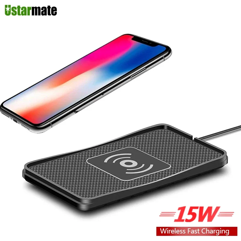 Universal Wireless Charger Car Silicone Pad for iPhone 15 14 13 12 Pro Xiaomi 10W Wireless Charging for Samsung S20 S21 S22 S23