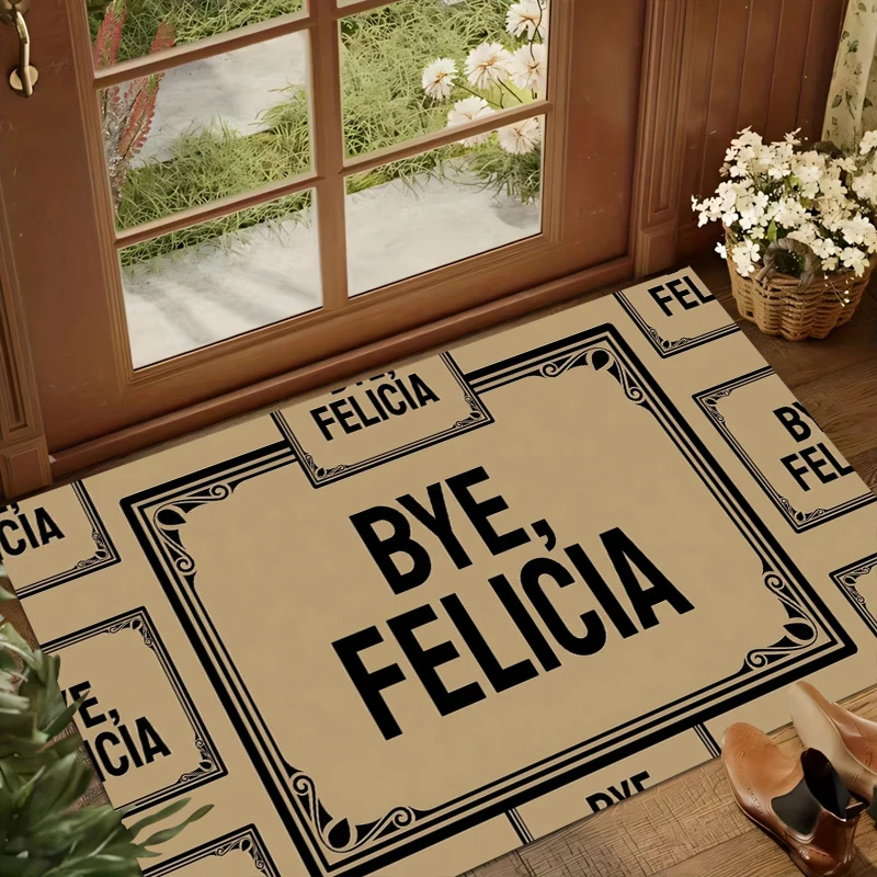 Funny BYE FELICIA Doormat Retro Style Non-Slip Entryway Rug Carpet for Front Door Porch & Apartment Minimalist Welcome Mat