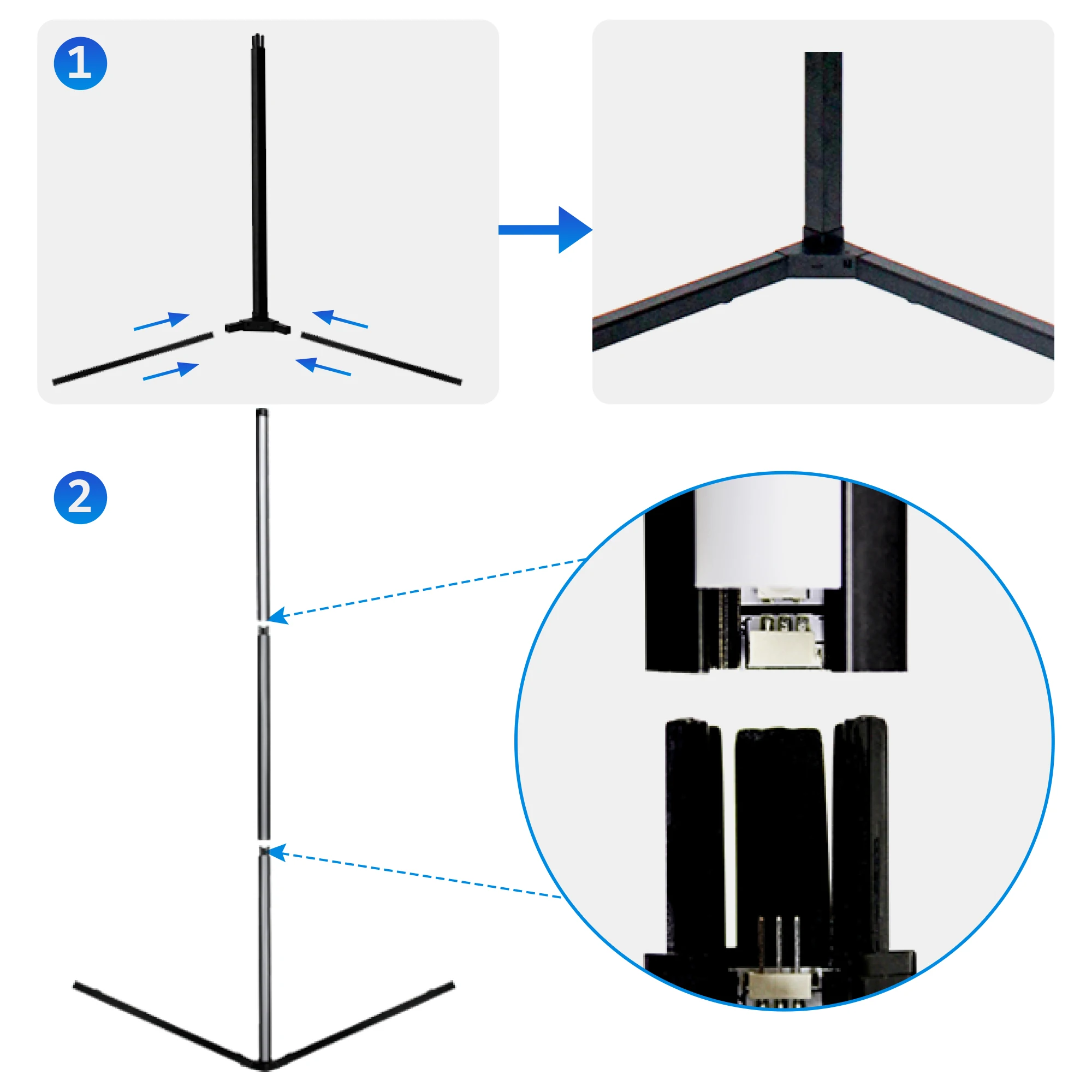 DAYBETTER 지능형 RGBIC 바닥-천장 주변 조명, USB 전원 공급 장치, 침실 및 거실용, 142cm, 56 인치, 5V