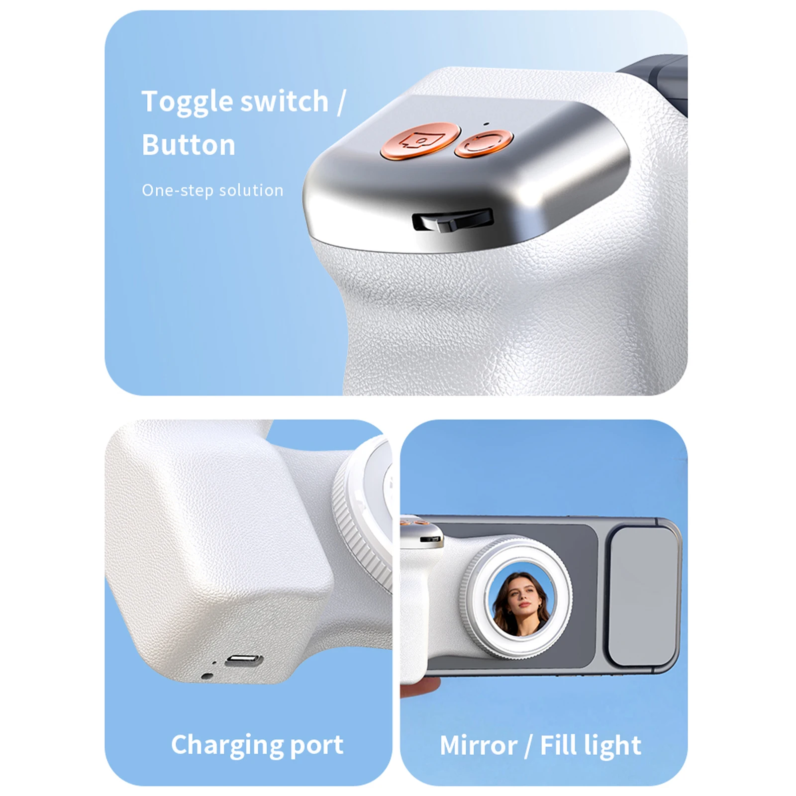 Phone Camera Shutter Grip with Dual Color Fill Light Phone Grip Handle Holder BT Remote Control for Zoom Calls Video - view 6