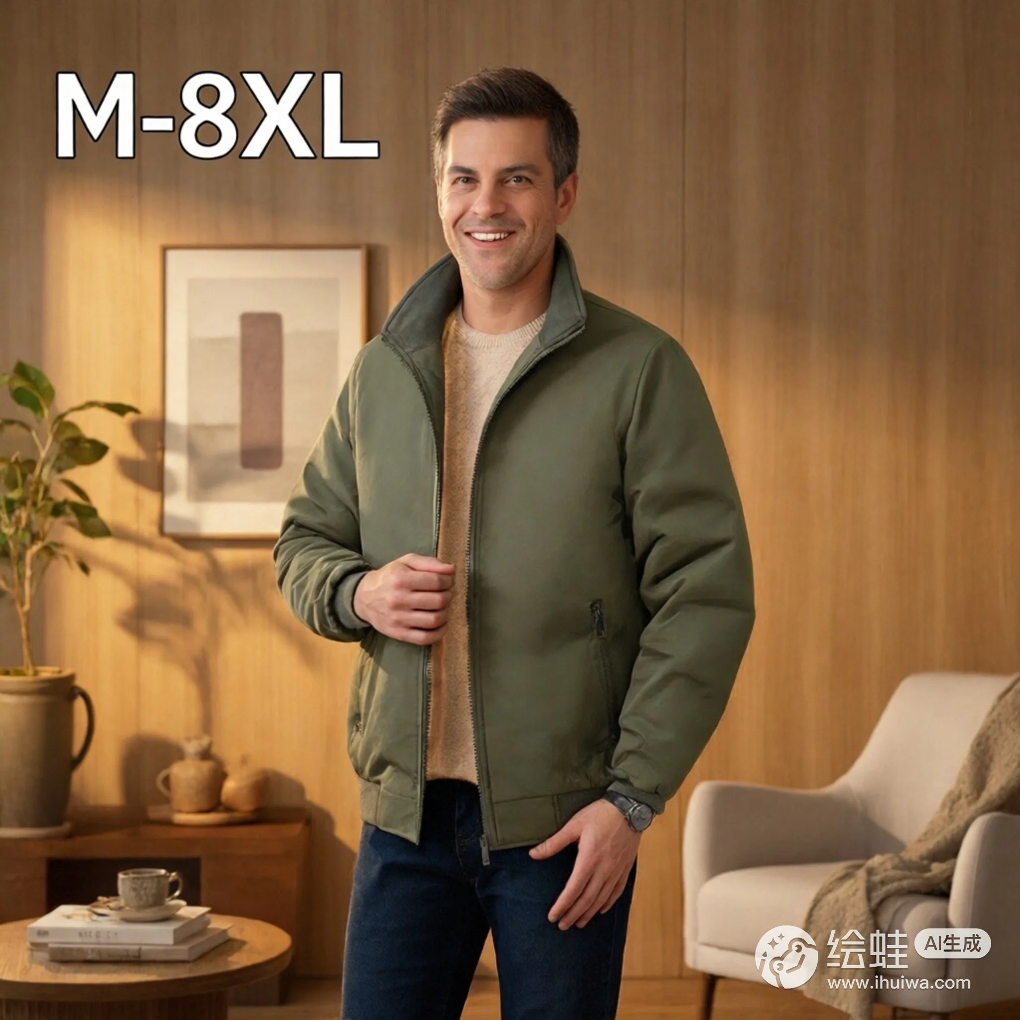 

Winter Jacket Fleece Lined Outdoor Office Windproof Warm Zipper Coat Loose Casual Lapel Soft Smooth Lightweight Business Jackets