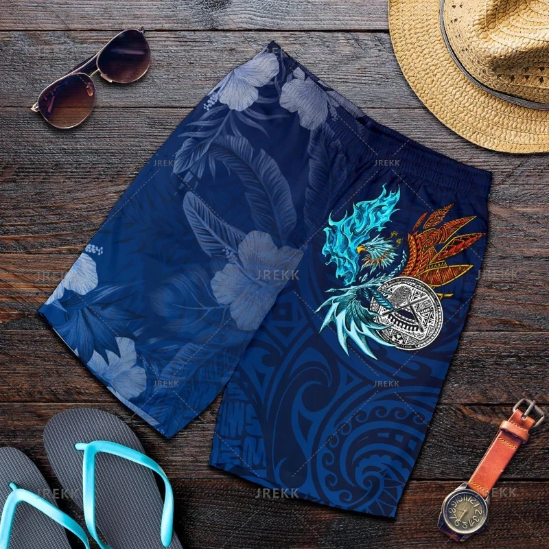 New Harajuku 3D Samoa Emblem Printing Beach Shorts Fashion Streetwear Board Shorts Unisex Cool Swimming Shorts Mens Swim Trunks