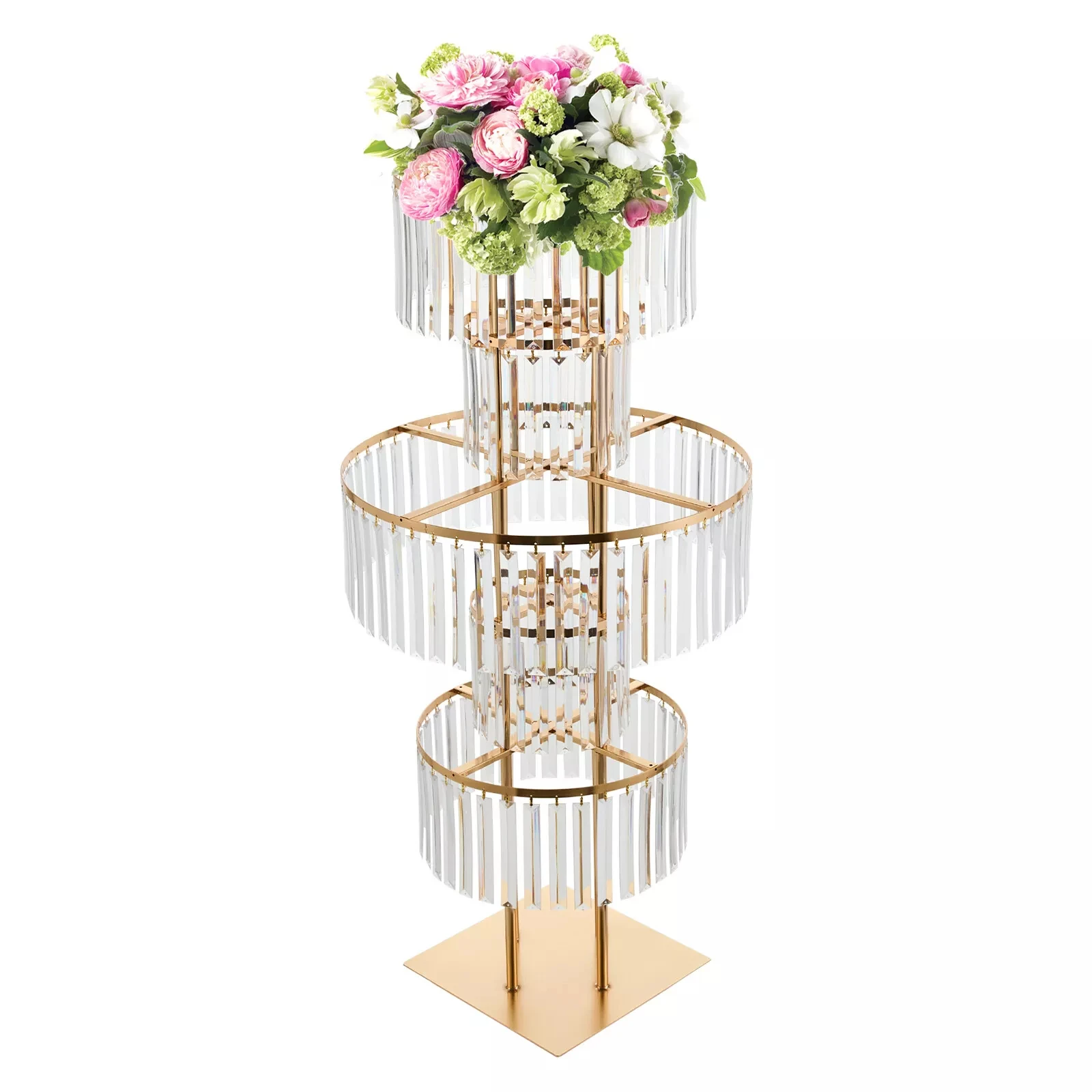 

Crystal Wedding Vases Iron Flower Rack Electroplated Stand Shelf Floor Mount