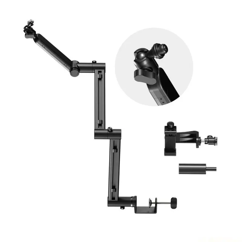 E56B Microphone Stand With Flexible 3 Section Arm And Integrated Cable Organiser Microphone Holder