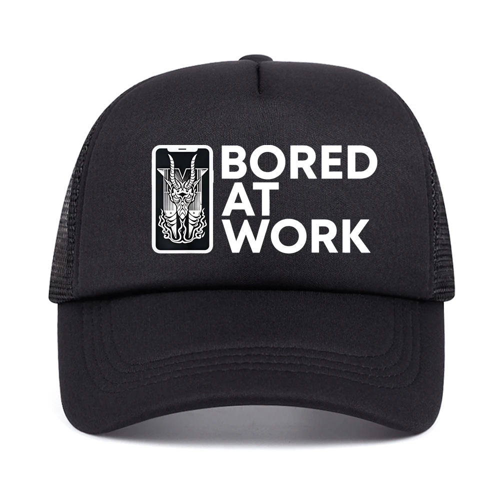 Funny Bored At Work Sarcastic Saying baseball cap Novelty Fashion breathable Sunscreen Hat summer adjustable mesh trucker hats
