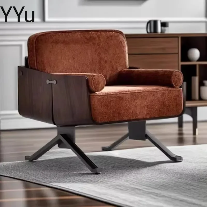 Indoor Fancy Living Room Chairs Brown Designer Art Lazy Relaxing Accent Chair Vanity Armchair Salon Poltronas Home Furniture