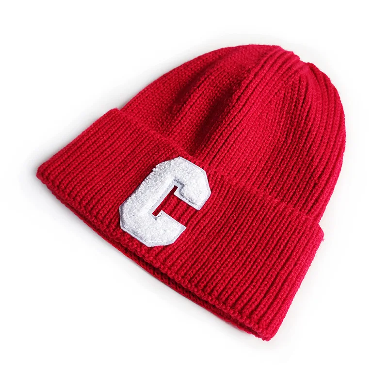 Multi Color C Letter Beanie Cap Unisex Knitted Hat Outdoor Thick Warm Sport Ski Knitted Hats Hip Hop Casual Bonnet Caps