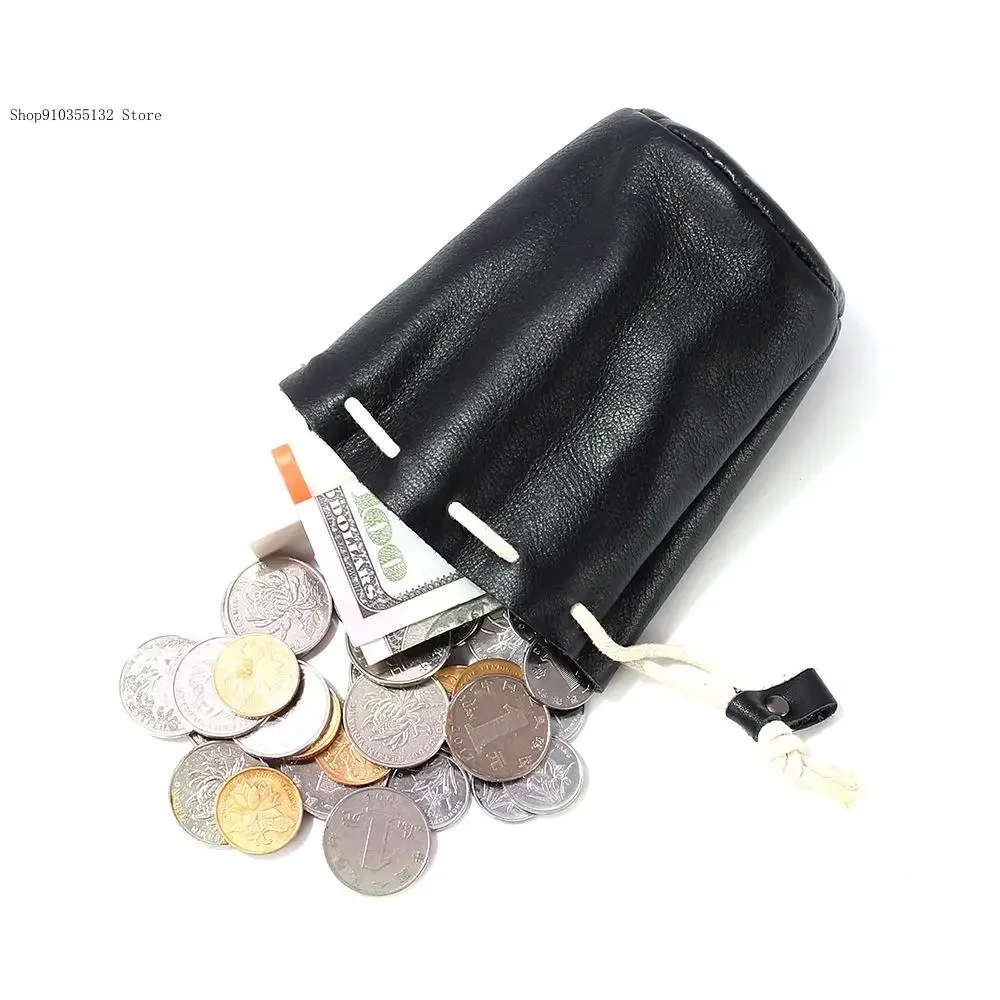 Vintage Oil Wax Coin Lipstick Earphone Storage Bag Women