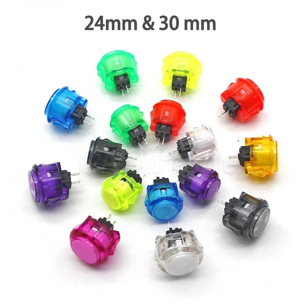 10pcs Multicolor Transparent No LED Arcade 30mm Push Button Copy SANWA OBSF-30 OBSC-30 for DIY Raspberry pi MAME PC Pandora Game