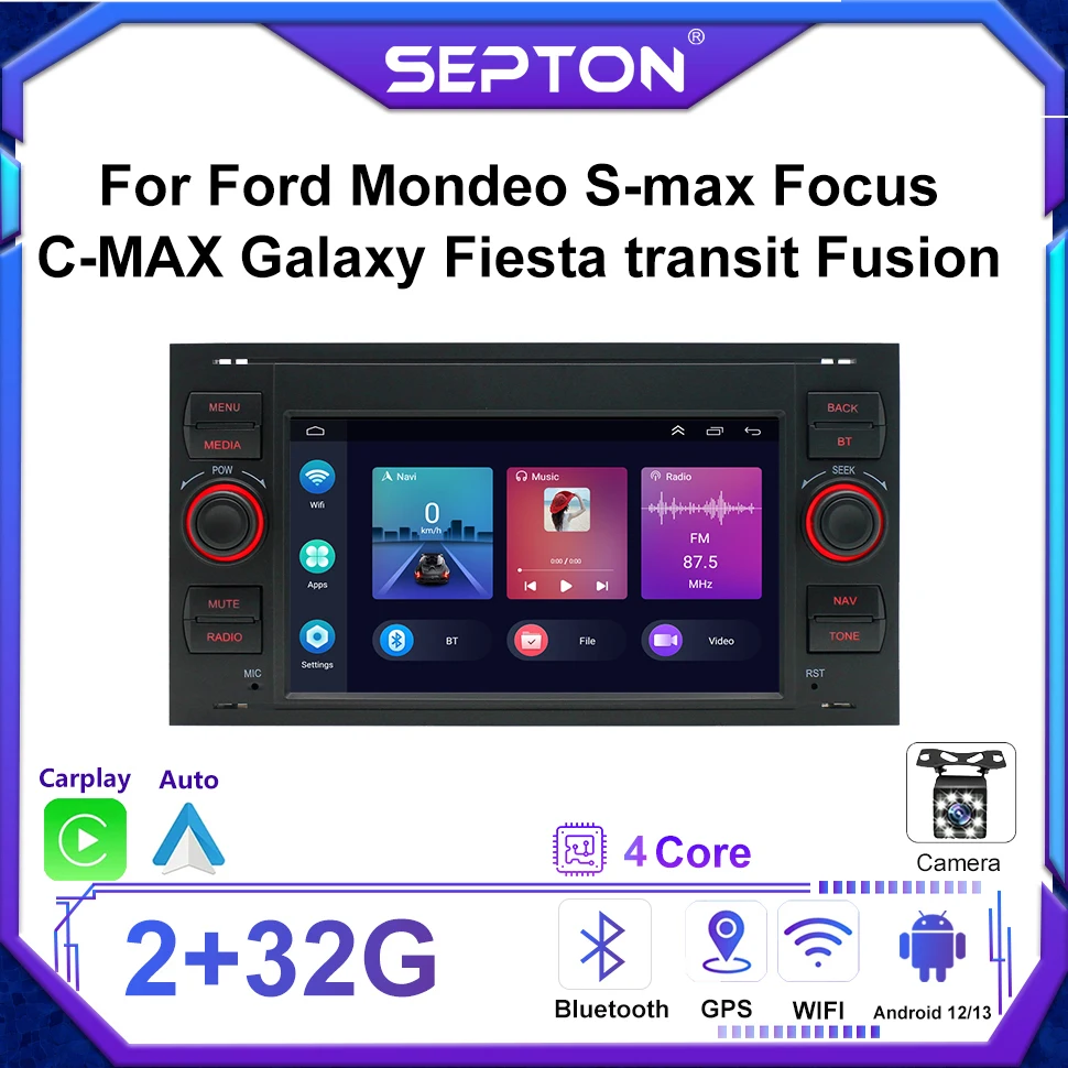 

SEPTON Android12 Car Radio For Ford Mondeo S-max Focus C-MAX Galaxy Fiesta transit Fusion Wifi Carplay Android Auto GPS