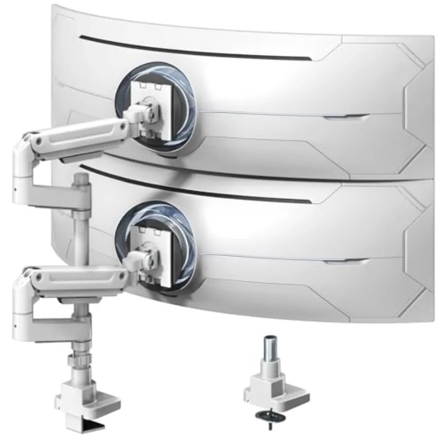 Dual Monitor-Arm Heavy-Duty for 17-49-inch Screens Vertical Stacked Mount Stand for Ultrawide Screens up to 44lbs Aluminum Blac