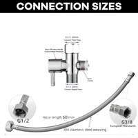 Bidet T-type adapter with shut-off valve, with G1/2 to G3/8 flexible toilet connector,metal T-type valve for bidet .