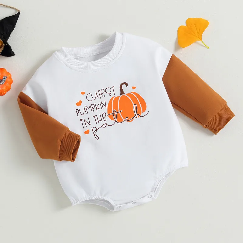 

Halloween Newborn Baby Boy Girl Bodysuit Spring Autumn Clothes Long Sleeve Pumpkin Letter Jumpsuit for Kids Baby Items Clothing