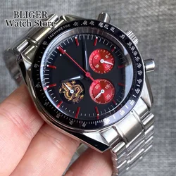 Luxury Quartz 40mm Chronograph Multifunction Watch Men VK63 Movement Black Red Green Dial Stainless Steel Strap Montre homme