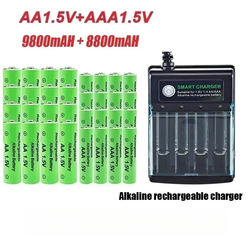 Original Rechargeable Battery 1.5V AA 9800mAh+AAA 8800mAh+Charger For Computer Clock Radio Video Game Digital Camera AA AAA