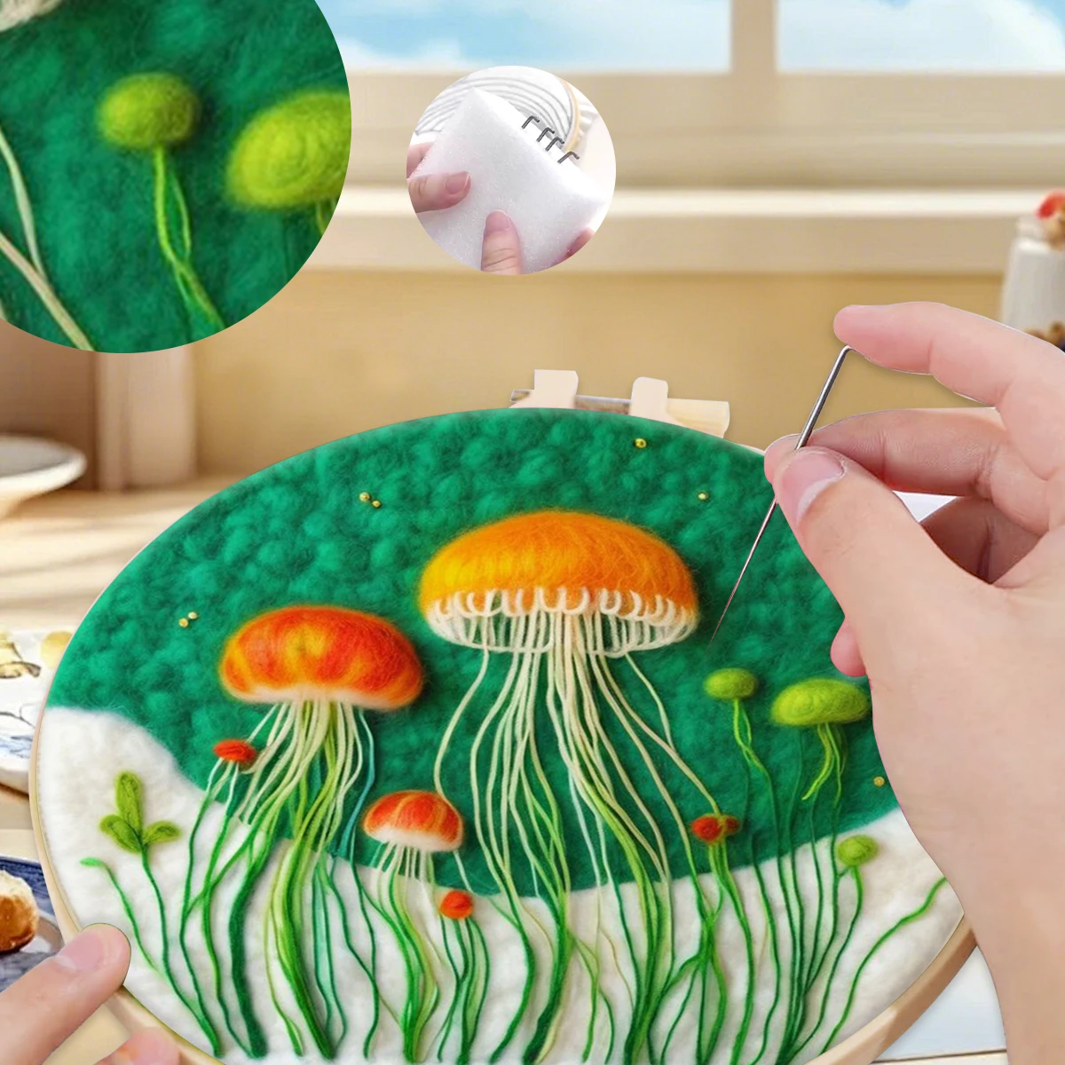 

SDOYUNO Calligraphy And Painting Wool Felt jellyfish Stitch Needlework Felt Diy Craft Kit Handicraft Felt Craft Supplies Sewing